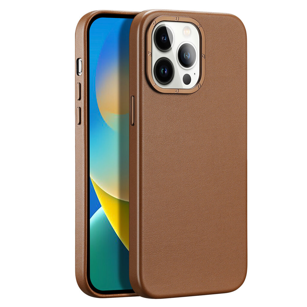 Telefoniümbris Dux Ducis Grit Leather Case for iPhone 14 Pro Elegant Faux Leather Cover (MagSafe Compatible) (Brown) цена и информация | Telefonide kaitsekaaned ja -ümbrised | hansapost.ee