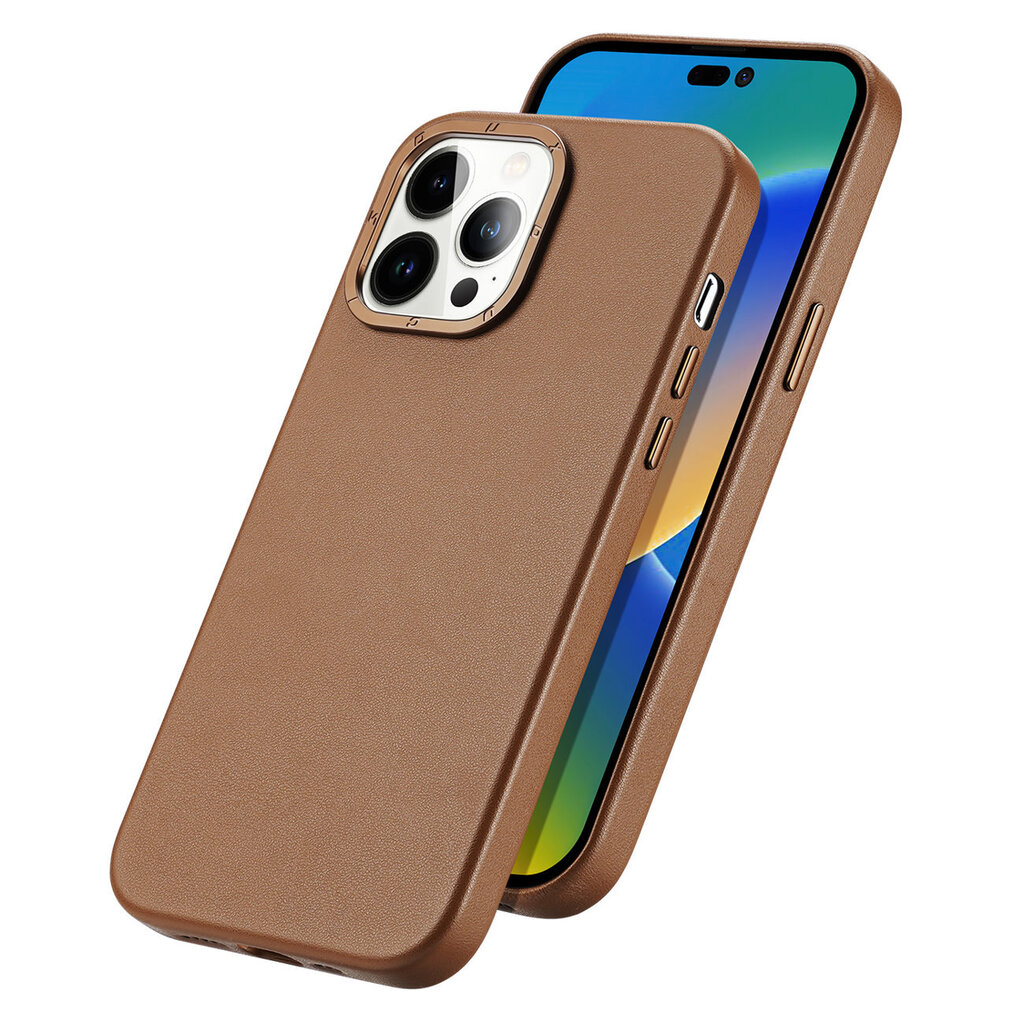 Telefoniümbris Dux Ducis Grit Leather Case for iPhone 14 Pro Elegant Faux Leather Cover (MagSafe Compatible) (Brown) цена и информация | Telefonide kaitsekaaned ja -ümbrised | hansapost.ee