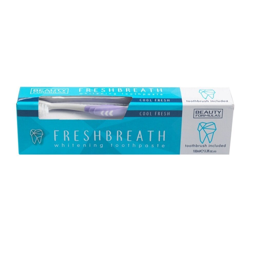 Valgendav hambapasta Beauty Formulas Freshbreath Whitening Toothpasta, 100ml + hari, 1 tk. hind ja info | Hambaharjad, hampapastad ja suuloputusvedelikud | hansapost.ee