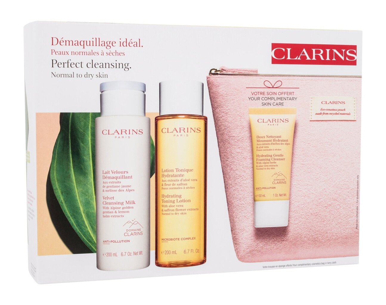 Komplekt Clarins Cleansing: puhastuspiim 200 ml + toonik, 200 ml + puhastusvaht, 30 ml + kosmeetikakott цена и информация | Näopuhastusvahendid | hansapost.ee