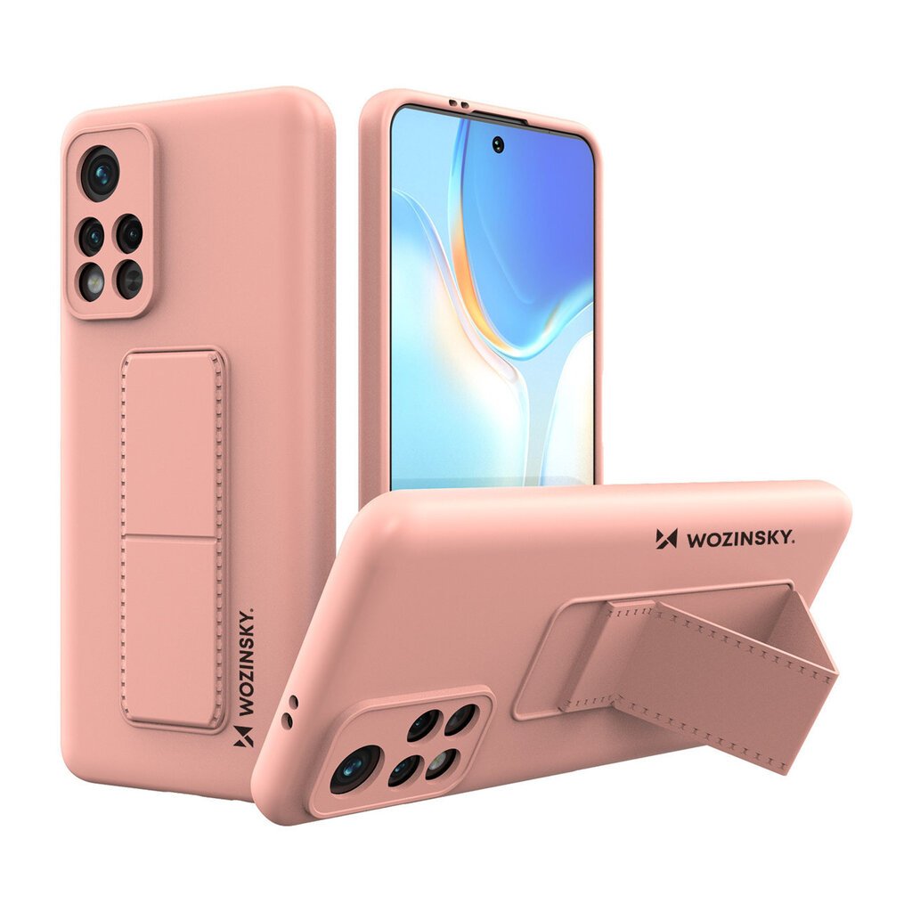 Telefoniümbris Wozinsky Kickstand Case Silicone Stand Cover Xiaomi Poco M4 Pro 5G (Pink) цена и информация | Telefonide kaitsekaaned ja -ümbrised | hansapost.ee