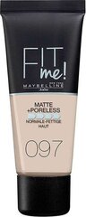 Maybelline Fit Me! Matte + Poreless тональное средство 30 мл, 97 Natural Porcelain цена и информация | Пудры, базы под макияж | hansapost.ee