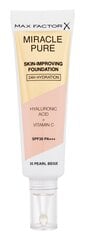 Jumestuskreem Max Factor Miracle Pure Skin Long-Lasting SPF30, 30 ml, 35 Pearl Beige цена и информация | Пудры, базы под макияж | hansapost.ee