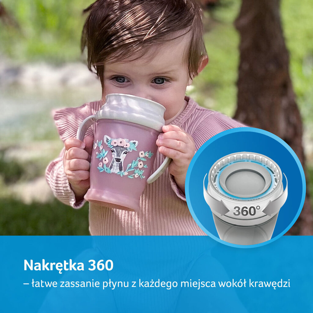 Tass käepidemetega Lovi 360 Wild Soul Girl, roosa, 250 ml, 9 kuud+ цена и информация | Laste taldrikud, kausid ja söögiriistad | hansapost.ee