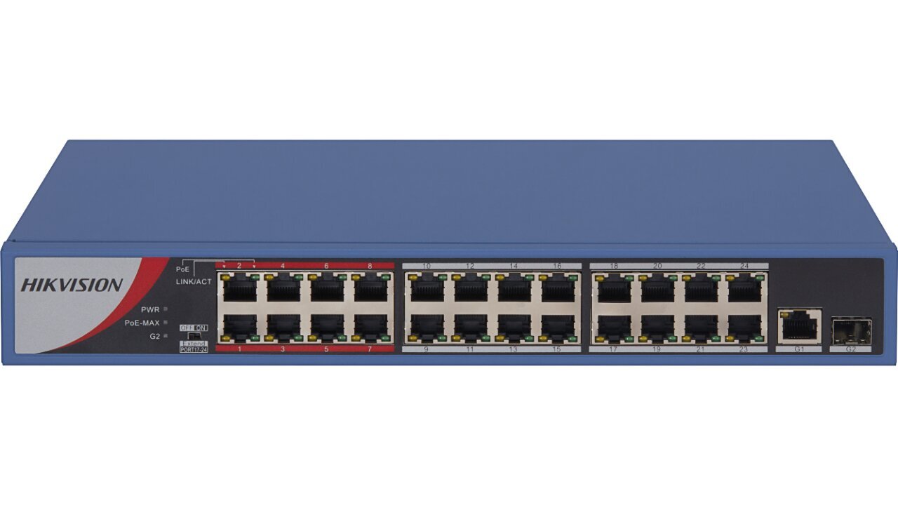 Hikvision Digital Technology DS-3E0326P-E/M(B) network switch L2 Fast Ethernet (10/100) Power over Ethernet (PoE) Grey hind ja info | Võrgulülitid | hansapost.ee