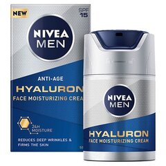 Meeste niisutav kortsudevastane kreem Nivea Men Hyaluron Face Moisturizing Cream SPF 15, 50 ml hind ja info | Näokreemid | hansapost.ee