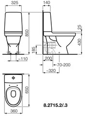 Kombineeritud WC-pott KOMPAS 4,5/3 ltr. (650x360x850 mm) Rimless, horisontaalne äravool, valge hind ja info | WС-potid | hansapost.ee