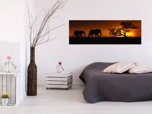 Картина - Elephant Family (Orange) 135x45 см цена и информация | Картины, живопись | hansapost.ee