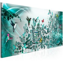 Картина - Hummingbirds Dance (1 Part) Turquoise Narrow 135x45 см цена и информация | Картины, живопись | hansapost.ee