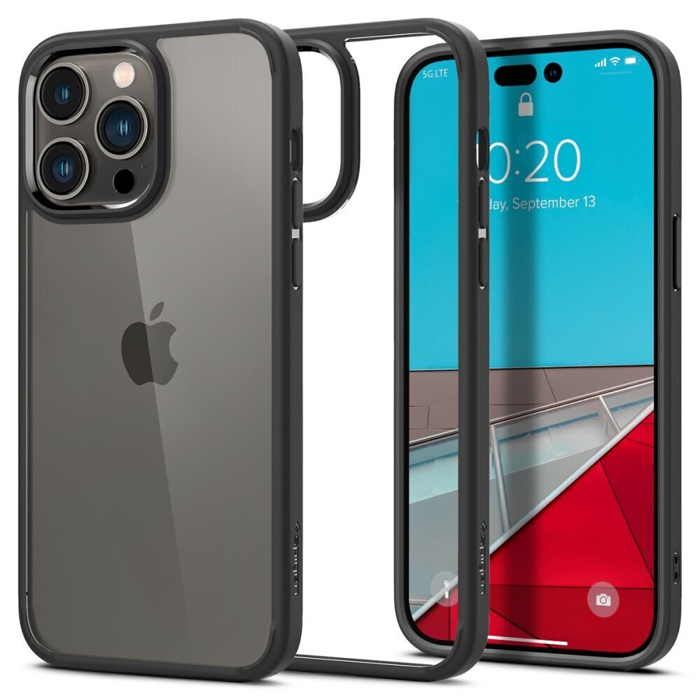 Telefoniümbris Spigen Ultra Hubrid iPhone 14 Pro, mattmust цена и информация | Telefonide kaitsekaaned ja -ümbrised | hansapost.ee