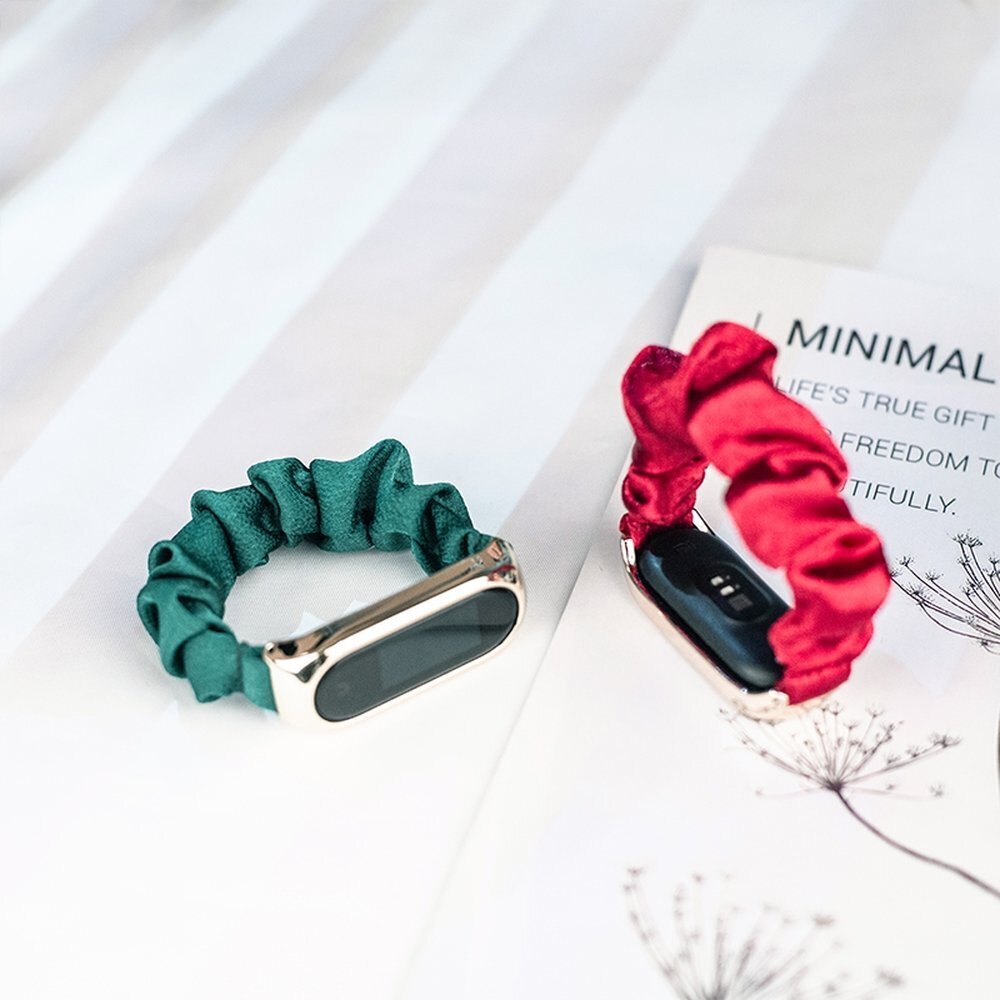 Kellarihm Cloth wristband for Xiaomi Mi Band 6/5/4/3 strap bracelet elastic scrunchies (Red) цена и информация | Nutikellade aksessuaarid ja tarvikud | hansapost.ee