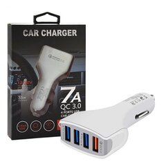 CAR CHARGER 4 X USB 7A WHITE VEGA FASTON FAST CHARGER QUICK 4XUSB 3.0 3500mAh цена и информация | Зарядные устройства для телефонов | hansapost.ee