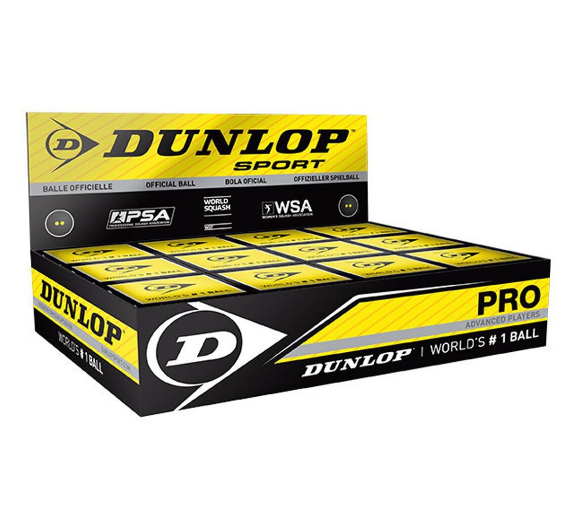 Squash-pallide komplekt Dunlop Pro Yellow Dot, 12 tk. hind ja info | Squash | hansapost.ee