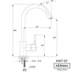 Segisti Kernau KWT 07 CHROME 30145 hind ja info | Vannitoa segistid | hansapost.ee