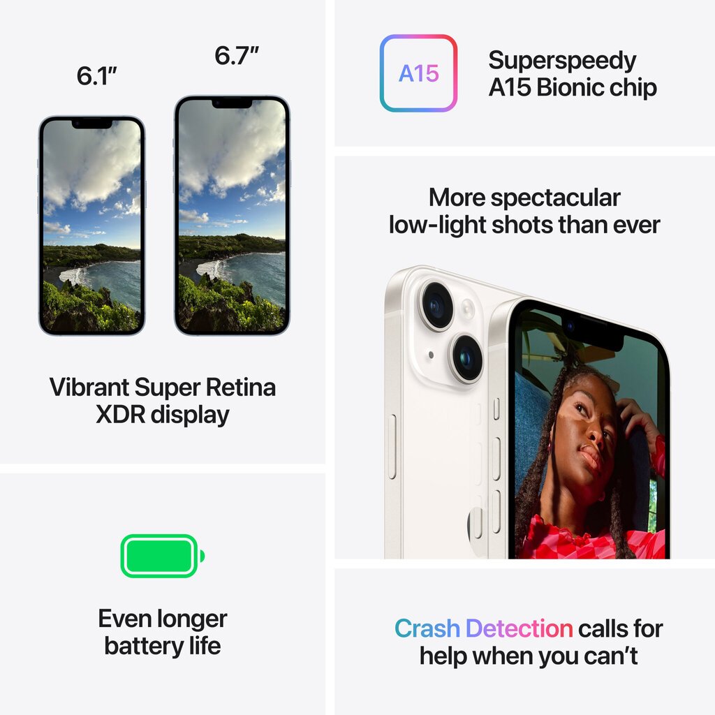 Apple iPhone 14 128GB Starlight MPUR3PX/A hind ja info | Telefonid | hansapost.ee