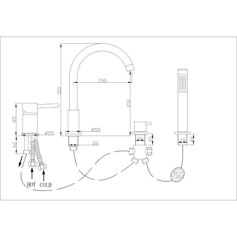 Mexen 4-osaline vannisegisti Alma chrome hind ja info | Vannitoa segistid | hansapost.ee