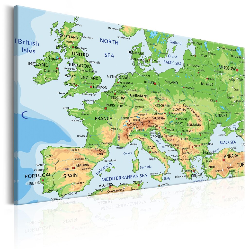 Pilt - Map of Europe 60x40 cm цена и информация | Seinapildid | hansapost.ee