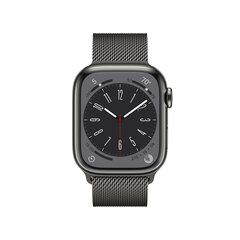 Apple Watch Series 8 GPS + Cellular 45mm Graphite Stainless Steel Case ,Graphite Milanese Loop MNKX3EL/A LV-EE цена и информация | Смарт-часы | hansapost.ee