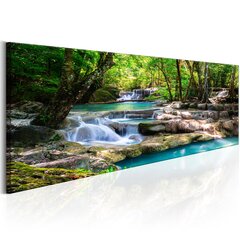 Pilt - Nature: Forest Waterfall 135x45 cm hind ja info | Seinapildid | hansapost.ee