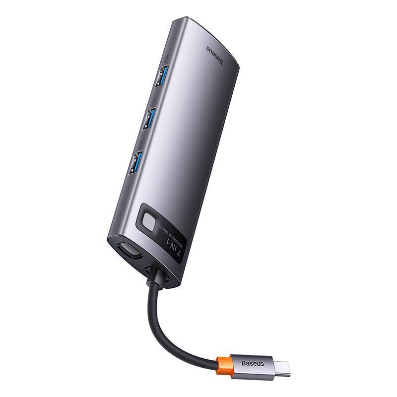 Hub 7in1 Baseus Metal Gleam Series, USB-C to 3x USB 3.0 + 2x HDMI + USB-C PD + Ethernet RJ45 цена и информация | USB adapterid ja jagajad | hansapost.ee