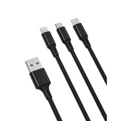 XO NB173 3in1, USB - Lightning + USB-C + microUSB, 1,2 m hind ja info | Mobiiltelefonide kaablid | hansapost.ee