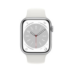 Apple Watch Series 8 GPS + Cellular 45mm Silver Aluminium Case ,White Sport Band - MP4J3EL/A LV-EE hind ja info | Nutikellad, laste nutikellad | hansapost.ee