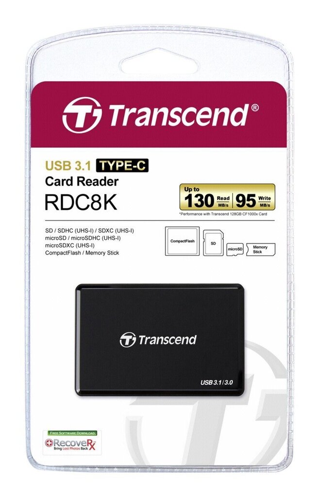 Kaardilugeja Transcend TS-RDC8K2, USB Type C hind ja info | Lisatarvikud mobiiltelefonidele | hansapost.ee