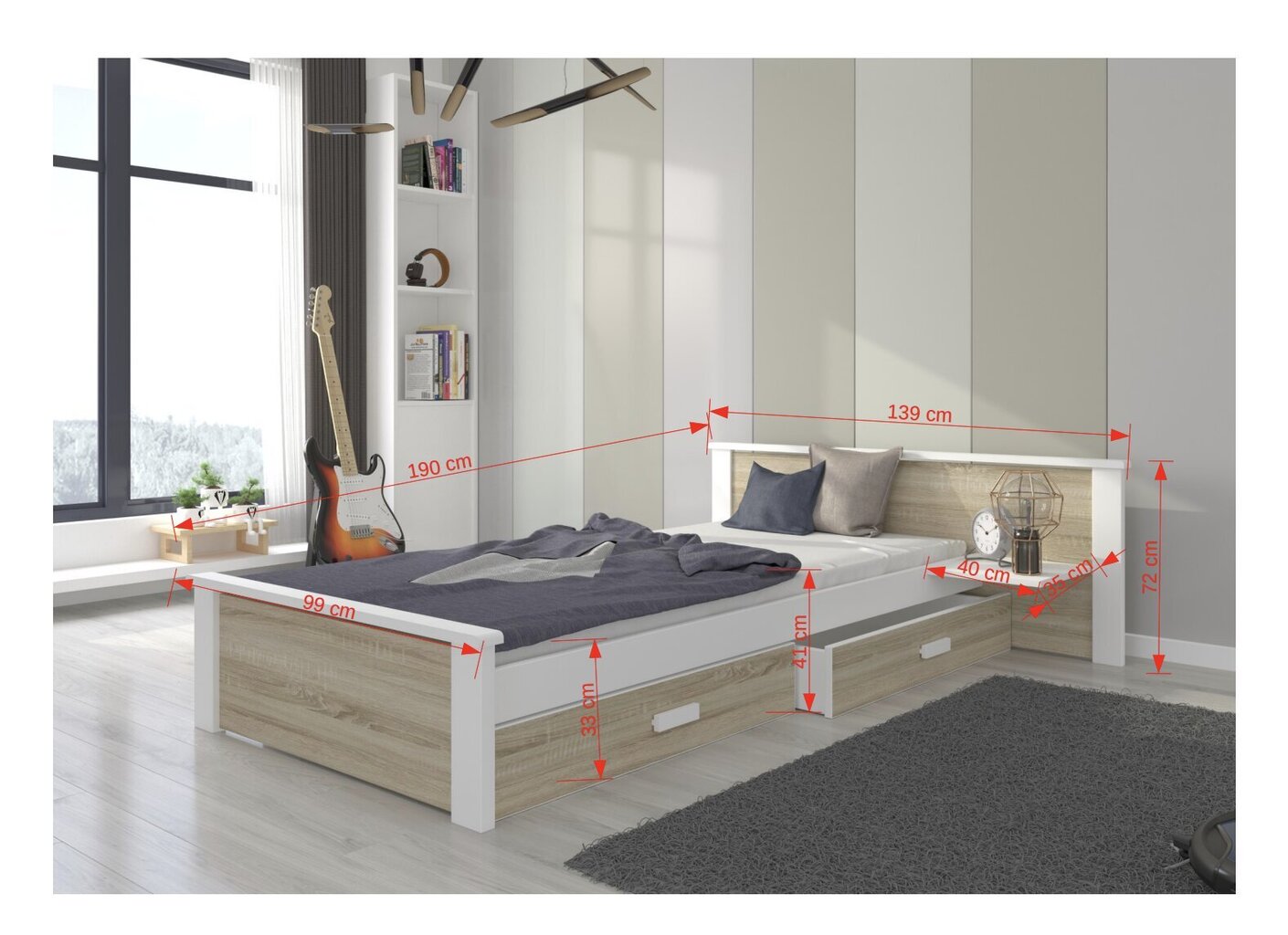 Lastevoodi koos riiuliga Aldex Shelf 190x96x72 cm hind ja info | Lastevoodid | hansapost.ee