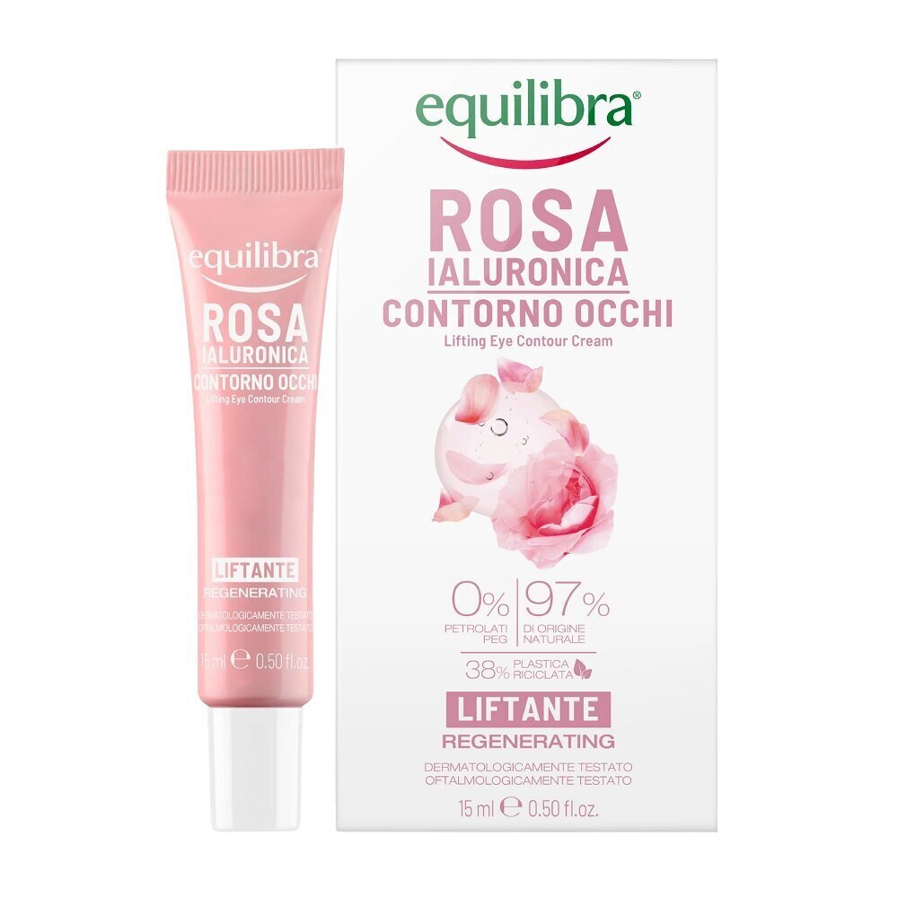 Silmaümbruskreem hüaluroonhappega Equilibra Rosa Regenerating Lifting Eye Contour Cream Rose, 15ml цена и информация | Silmakreemid ja seerumid | hansapost.ee