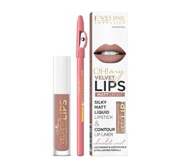 Matt huulepulk Eveline Oh My Lips Liquid Matt Lipstick, 4,5 ml + huulepliiats Contour Lip Liner 11 Cookie Milkshake hind ja info | Huulekosmeetika | hansapost.ee