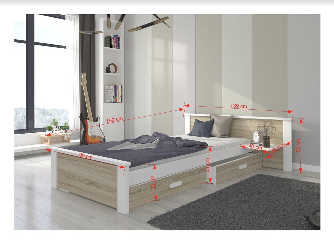 Lastevoodi koos riiuliga Aldex Shelf 190x96x72 cm price and information | Lastevoodid | hansapost.ee