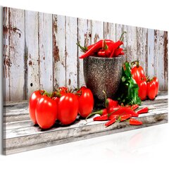 Pilt - Red Vegetables (1 Part) Wood Narrow 135x45 cm hind ja info | Seinapildid | hansapost.ee