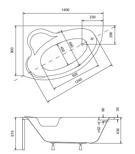 Vann Besco Ada Esiseinaga Vasakpoolne, 160x100 hind ja info | Vannid | hansapost.ee