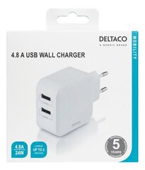 Deltaco USB 2x USB-A 2,4 A USB-AC175 цена и информация | Зарядные устройства для телефонов | hansapost.ee