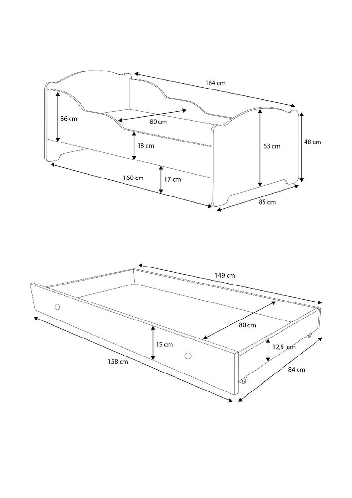 Lastevoodi Amadis II Plane 160x80cm madratsiga hind ja info | Lastevoodid | hansapost.ee