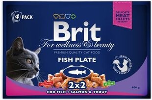 Brit Premium konservide komplekt Fish Plate, 4 x 100 g hind ja info | Brit Premium Lemmikloomatarbed | hansapost.ee