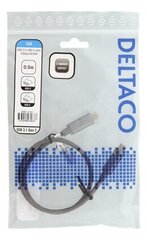 Deltaco, USB-C, 0.5 m hind ja info | Juhtmed ja kaablid | hansapost.ee