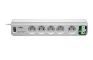 Удлинитель и зарядное устройство APC PM5U-FR Essential, 1.8 м, 2xUSB 5V, 2.4A цена и информация | Бытовые удлинители | hansapost.ee