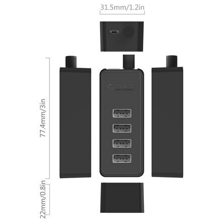 ORICO HUB USB 4X USB 2.0 WITH DATA CABLE AND OTG цена и информация | USB adapterid ja jagajad | hansapost.ee