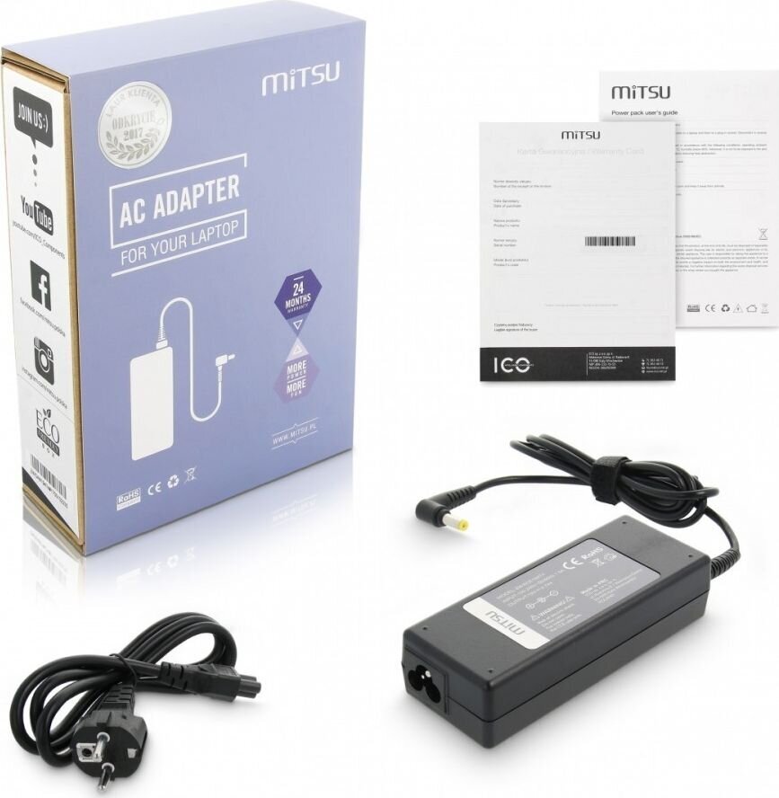 Mitsu 19V, 4.74A, 90W hind ja info | Sülearvuti laadijad | hansapost.ee