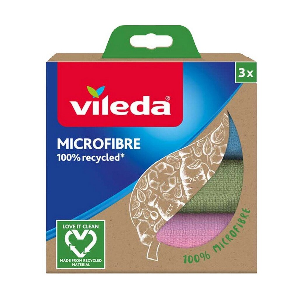 VILEDA Ściereczka Mikrofibra 100% Recycled 3 szt. цена и информация | Puhastustarvikud | hansapost.ee