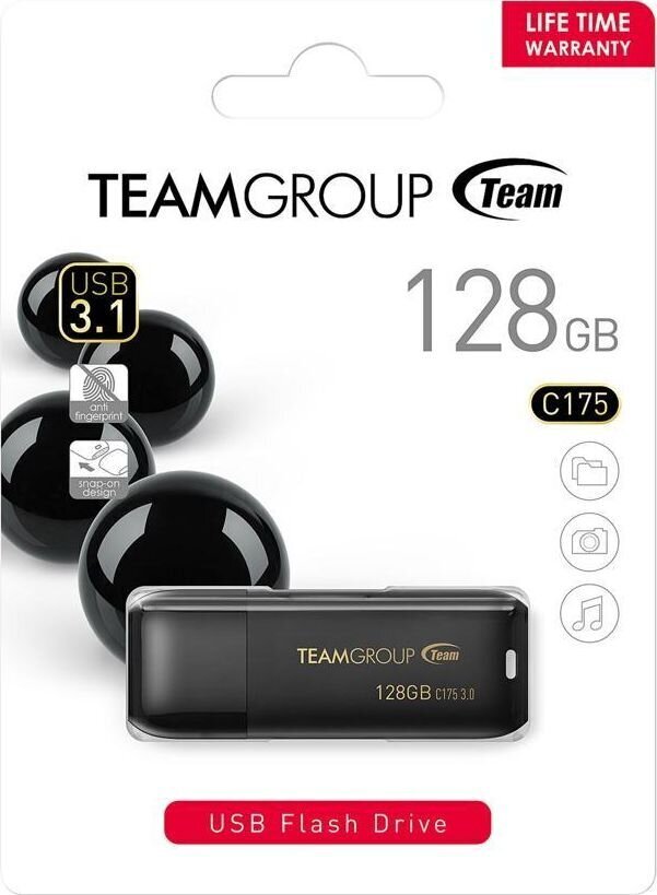 Team Group C175 USB flash drive 128 GB USB Type-A 3.2 Gen 1 (3.1 Gen 1) Black цена и информация | Mälupulgad | hansapost.ee