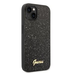 Guess PC/TPU Glitter Flakes Metal Logo Case for iPhone 14 Black цена и информация | Чехлы для телефонов | hansapost.ee