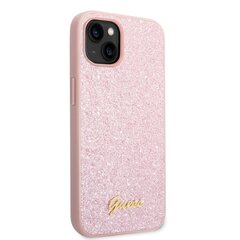 Guess PC/TPU Glitter Flakes Metal Logo Case для iPhone 14 Plus Pink цена и информация | Чехлы для телефонов | hansapost.ee