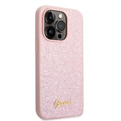 Guess PC/TPU Glitter Flakes Metal Logo Case для iPhone 14 Pro Pink цена и информация | Чехлы для телефонов | hansapost.ee