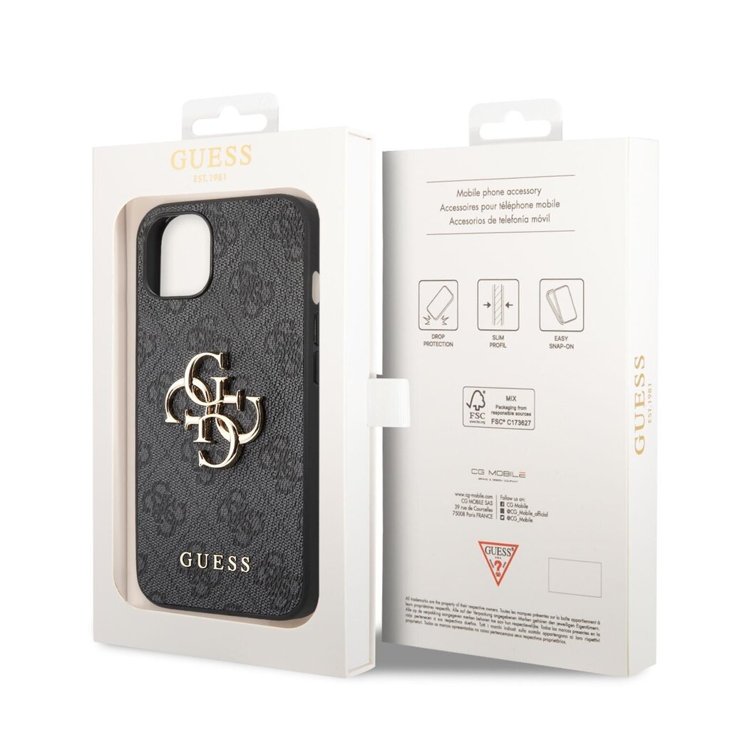 Guess PU 4G Metal Logo Case for iPhone 14 Plus Grey цена и информация | Telefonide kaitsekaaned ja -ümbrised | hansapost.ee