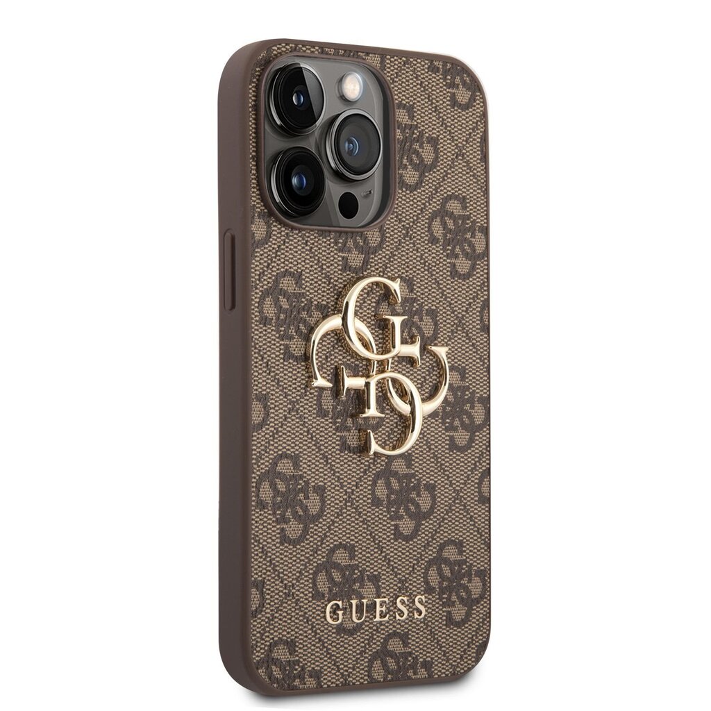 Guess PU 4G Metal Logo Case for iPhone 14 Pro Max Brown hind ja info | Telefonide kaitsekaaned ja -ümbrised | hansapost.ee