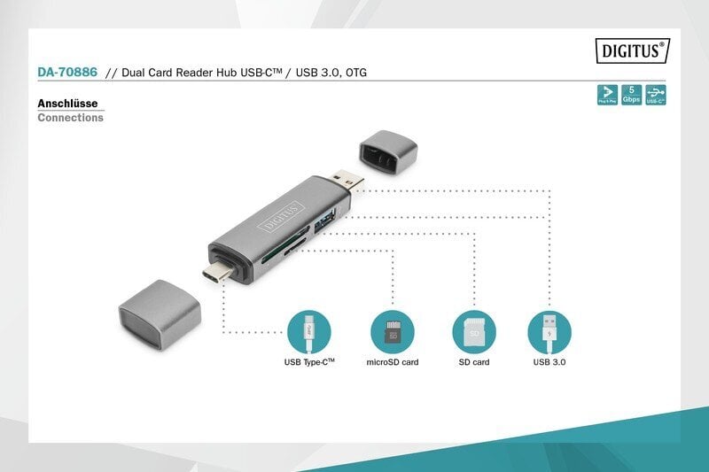 Digitus Kaardilugeja USB DA-70886 цена и информация | USB adapterid ja jagajad | hansapost.ee