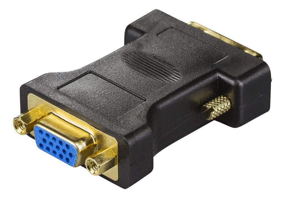 DEltaco adapter DVI-A - VGA, 1920x1200, 60Hz, must цена и информация | Juhtmed ja kaablid | hansapost.ee