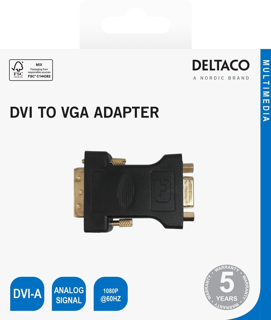 Deltaco, DVI-A/VGA hind ja info | Juhtmed ja kaablid | hansapost.ee